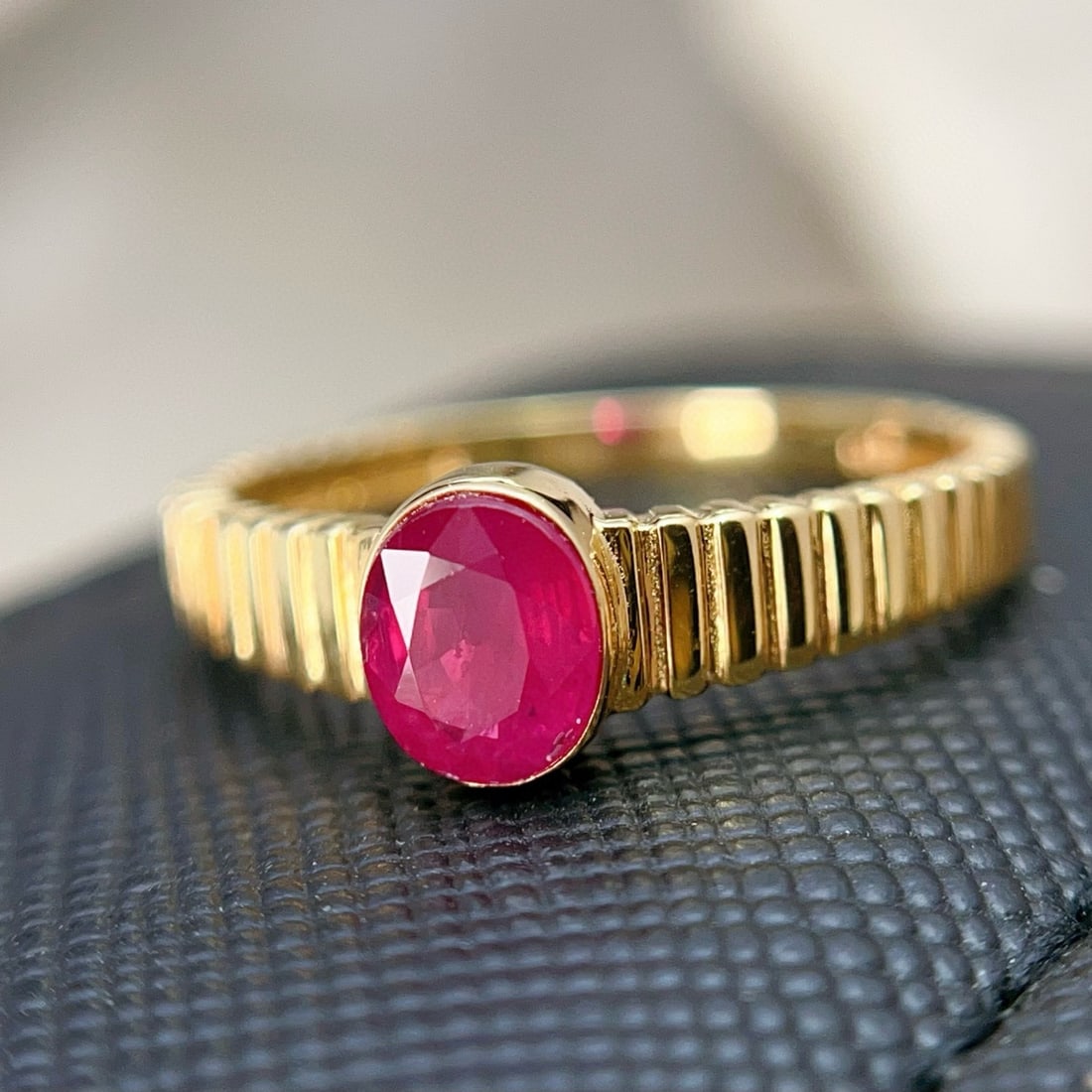 14k Gold 0.72 Ct Natural Ruby Ring: Ref:231078252 // gold content:14k gold // ring size:7. 25us // // main gemstone:ruby // shape:oval // carat weight:0. 72ct // color:red // treatment:natural // Condition: New Low Estimate: 1800.00