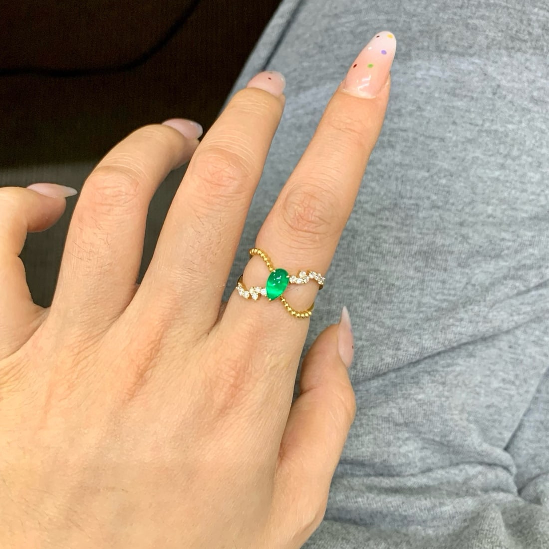 14k Gold 0.97 Ctw Vivid Green Natural Emerald & Diamond Ring - 6