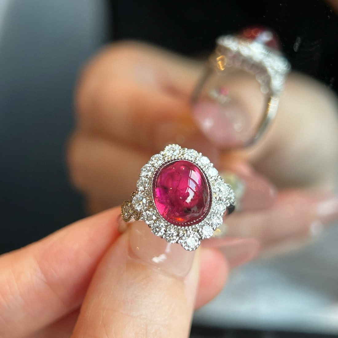 14k Gold 5.00 Ctw Natural Tourmaline & Lab Grown Diamond Ring - 3