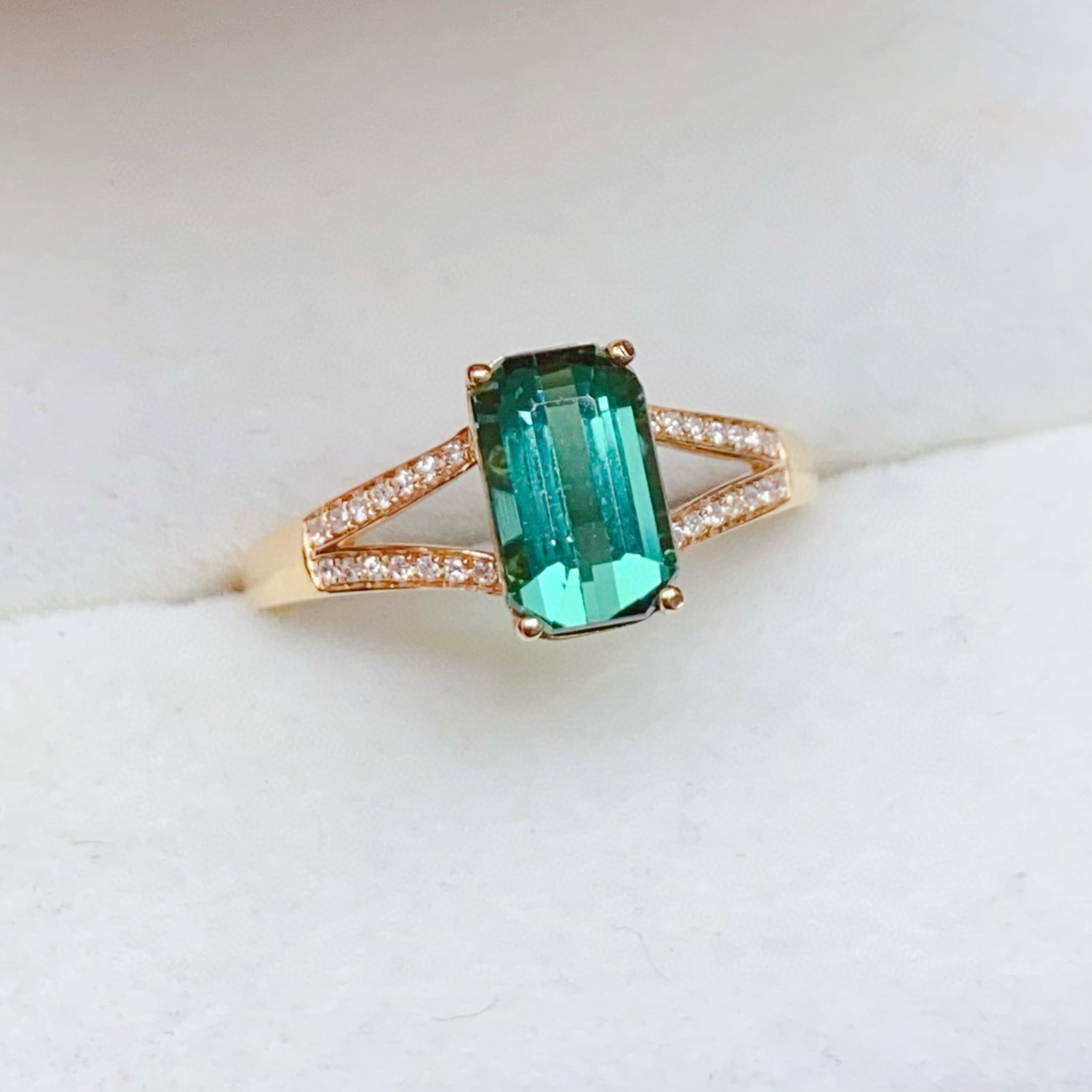 14k Gold 1.78 Ctw Natural Tourmaline & Diamond Ring - 4