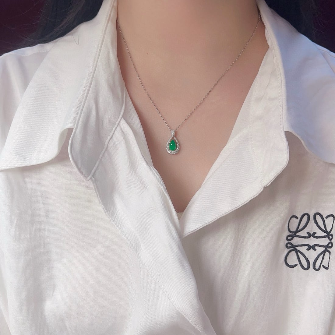 14k Gold 1.82 Ctw Vivid Green Natural Emerald & Diamond Pendant( Without Chain ) - 5