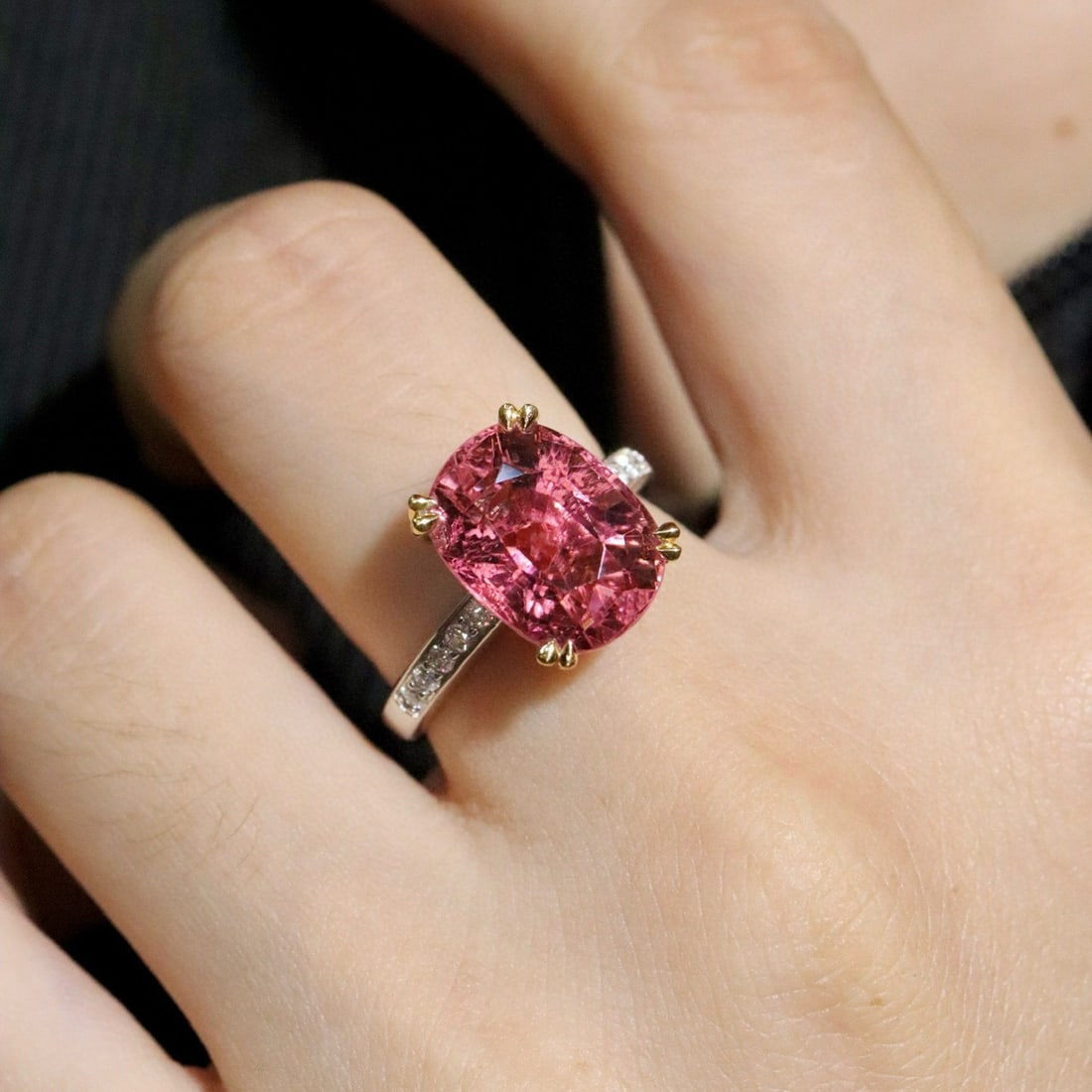 14k Gold 8.37 Ctw Natural Tourmaline & Diamond Ring - 4