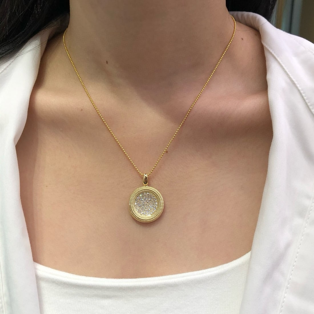 14k Gold 0.91 Ct Natural H Diamond Pendant( Without Chain ) - 3
