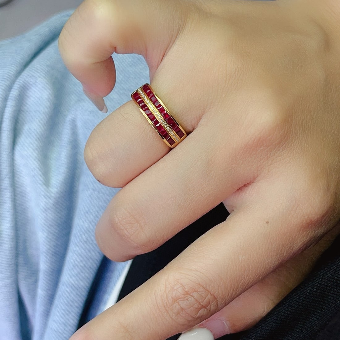 14k Gold 2.00 Ct Natural Ruby & Diamond Ring - 4