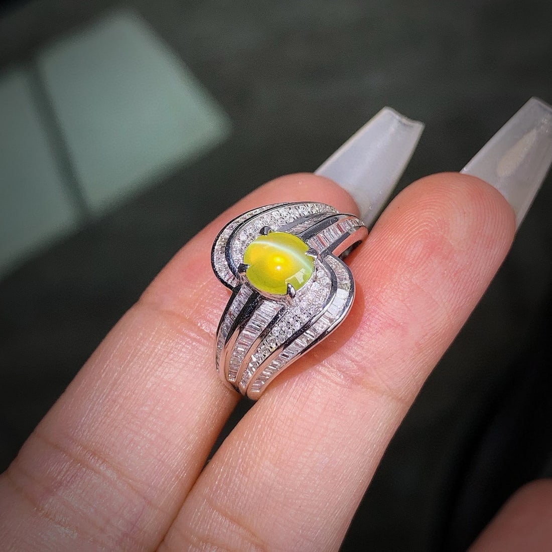 14k Gold 1.01 Ct Natural Chrysoberyl & Diamond Ring - 5