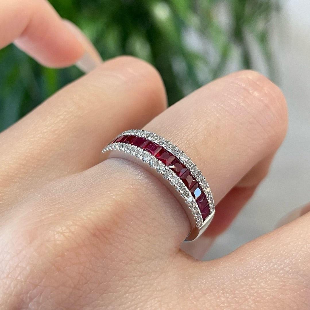 14k Gold 1 Ct Natural Ruby & Diamond Ring - 7