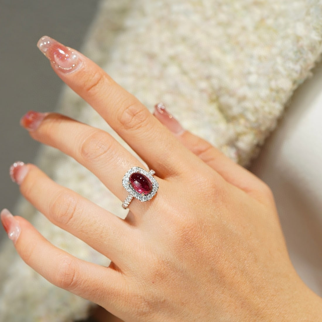 14k Gold 3.7 Ctw Natural Tourmaline & Diamond Ring - 5