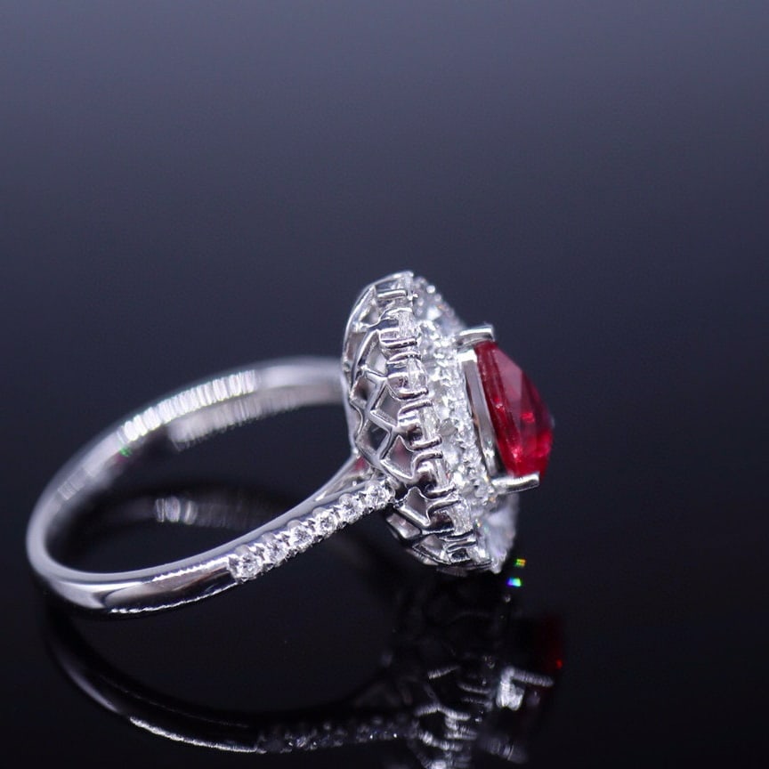 14k Gold 1.02 Ct Natural Ruby & Diamond Ring - 4