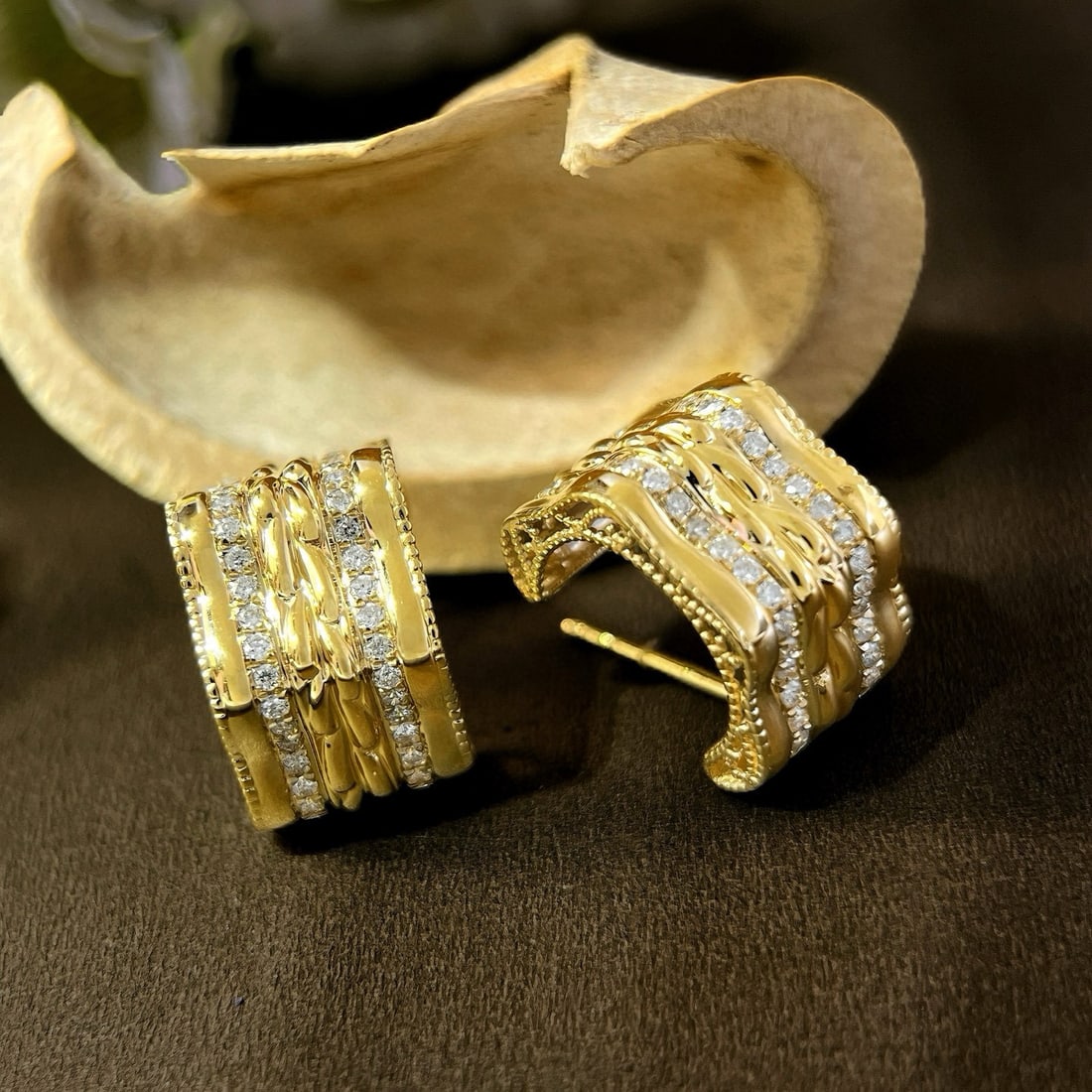 14k Gold 0.48 Ct Natural H Diamond Earrings - 2