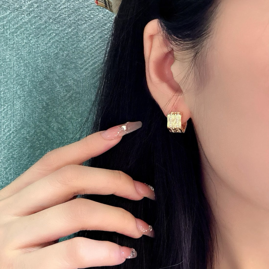 14k Gold 0.48 Ct Natural H Diamond Earrings - 5