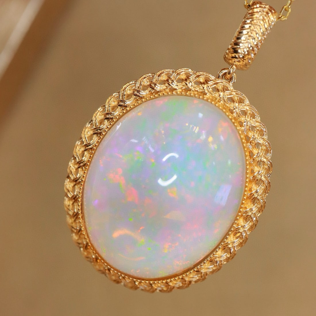 14k Gold 19.63 Ct Natural Opal Pendant( Without Chain ) - 2