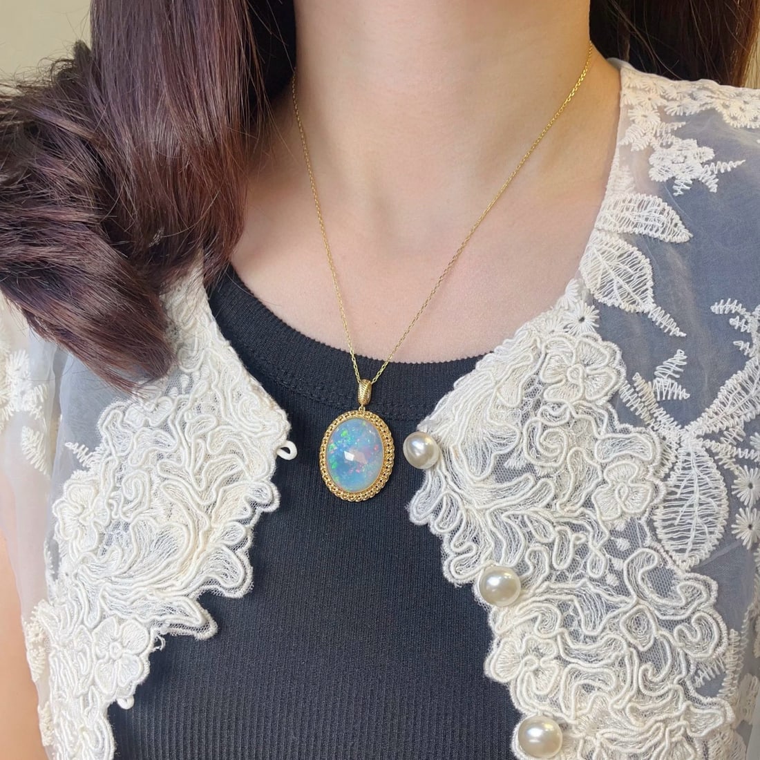 14k Gold 19.63 Ct Natural Opal Pendant( Without Chain ) - 6