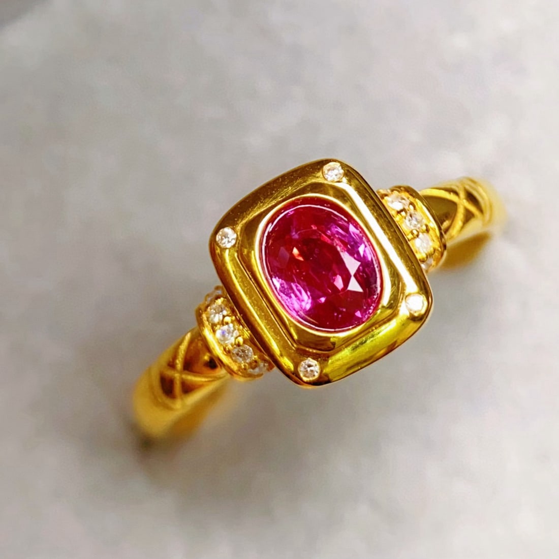 14k Gold 0.85 Ct Natural Ruby & Diamond Ring - 2