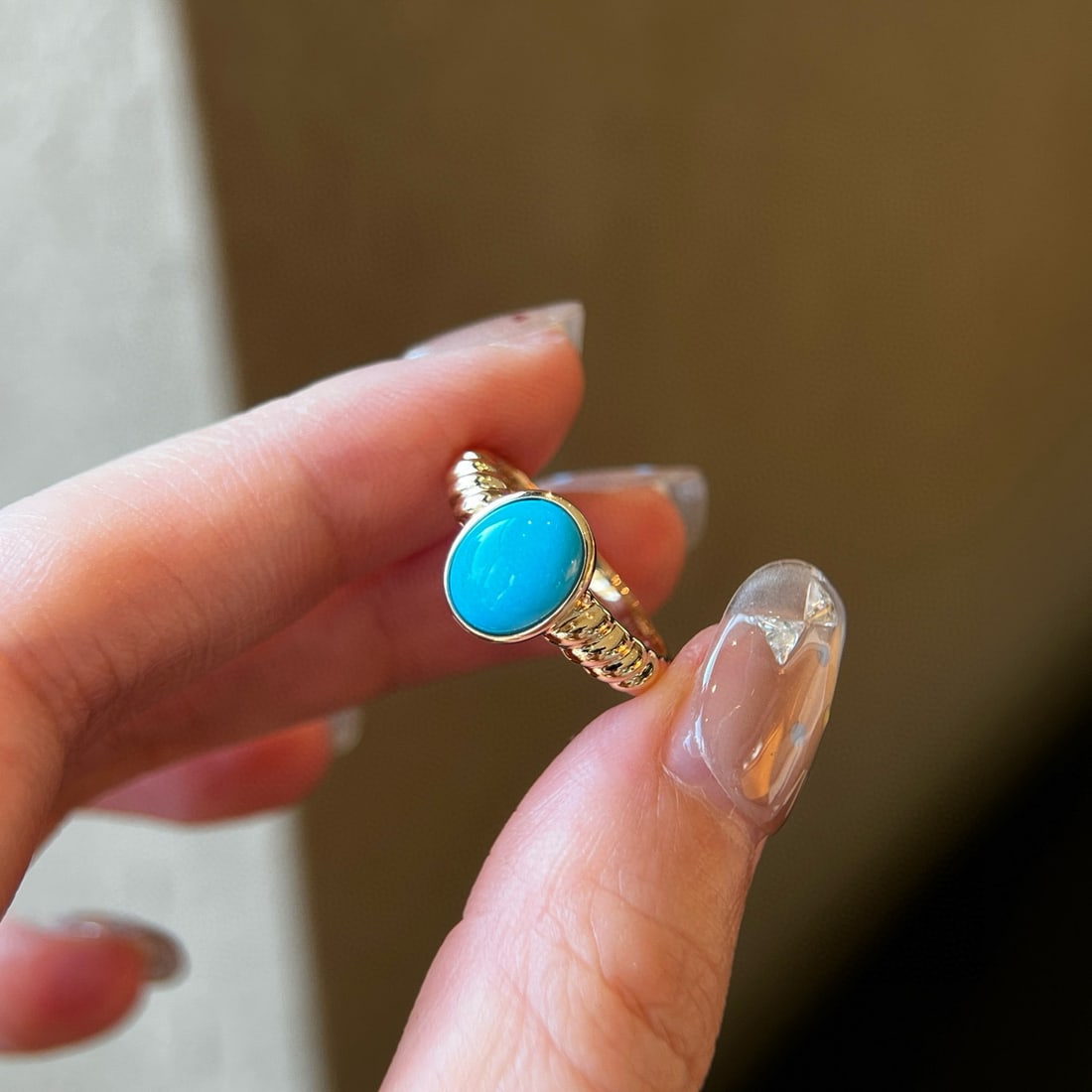 14k Gold 1.62 Ct Natural Turquoise Ring - 3