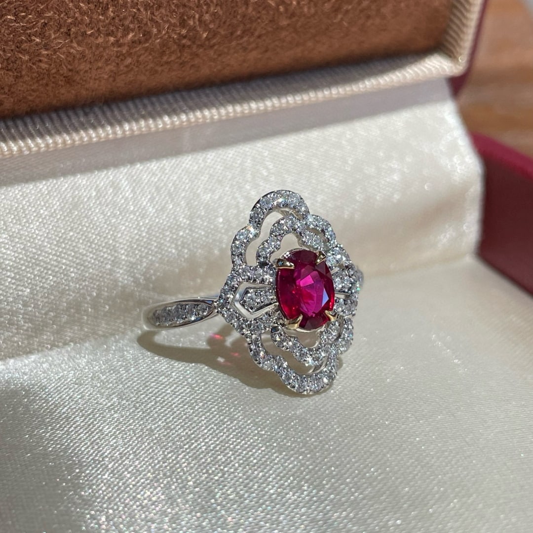 14k Gold 0.78 Ct Natural Ruby & Diamond Ring - 7