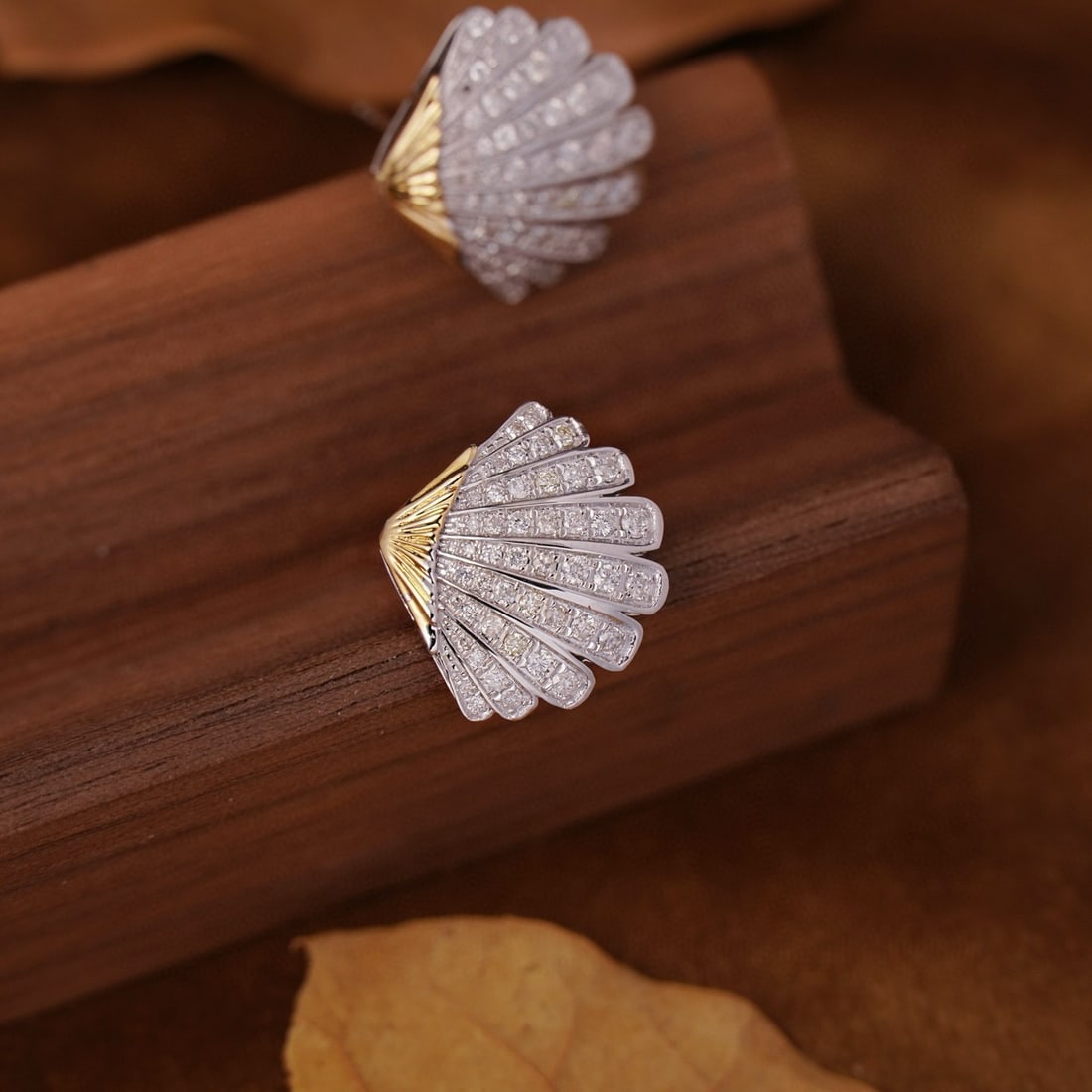 14k Gold 0.8 Ct Natural H Diamond Earrings - 2