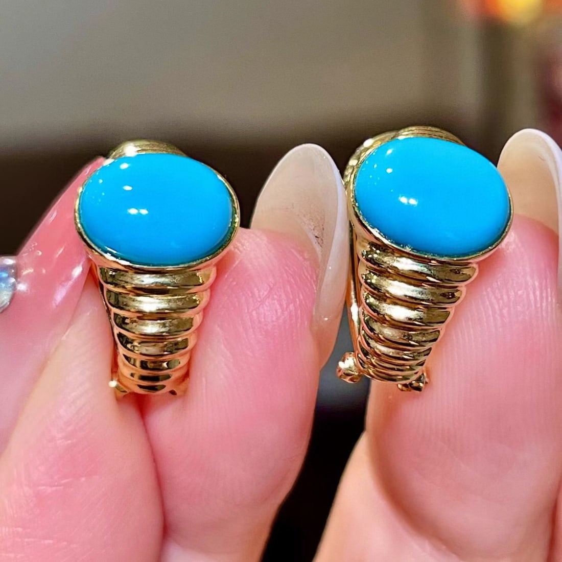 14k Gold 3.59 Ct Natural Turquoise Ring - 3