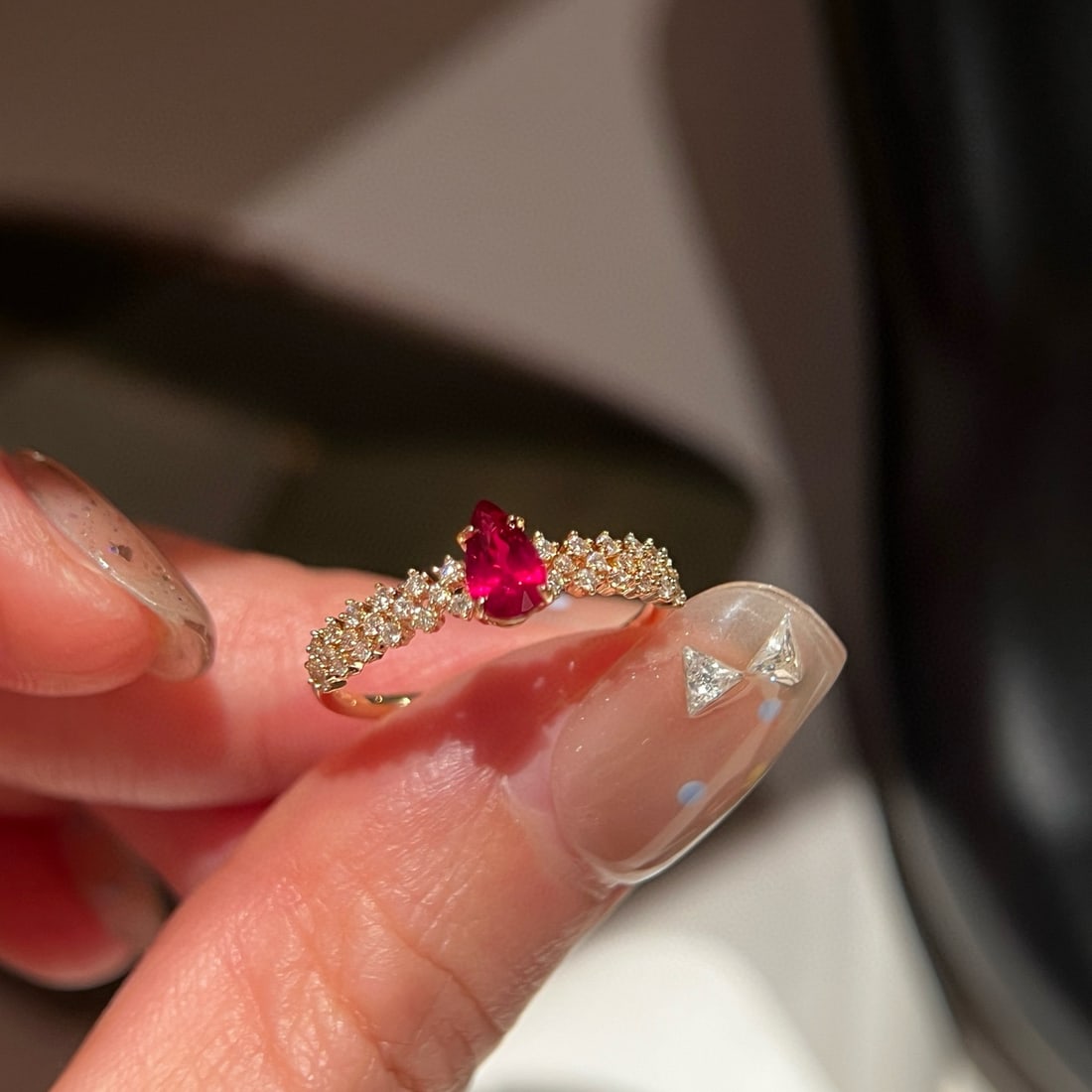 14k Gold 0.64 Ctw Natural Ruby & Lab Grown Diamond Ring - 3