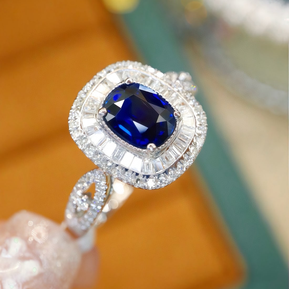 14k Gold 1.53 Ctw Natural Sapphire & Diamond Ring - 3