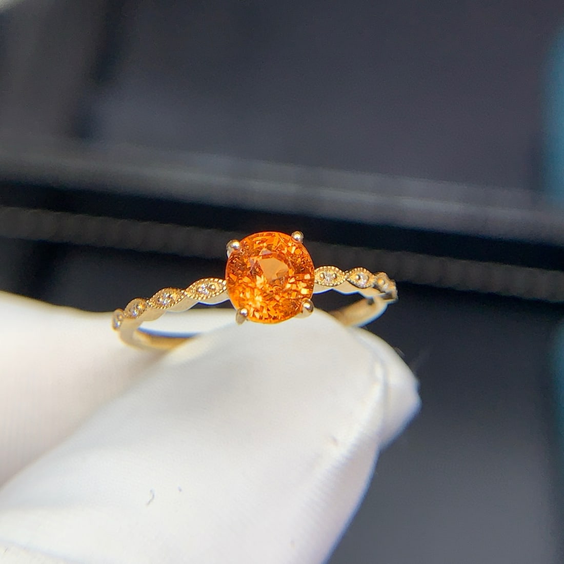 14k Gold 1.2 Ct Natural Spessartine & Diamond Ring - 3
