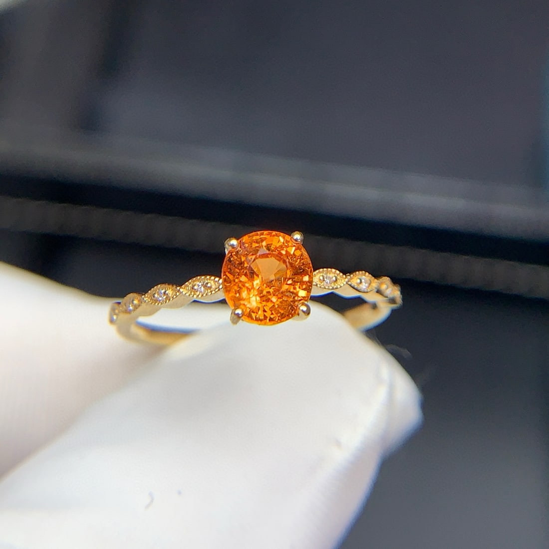 14k Gold 1.2 Ct Natural Spessartine & Diamond Ring - 5