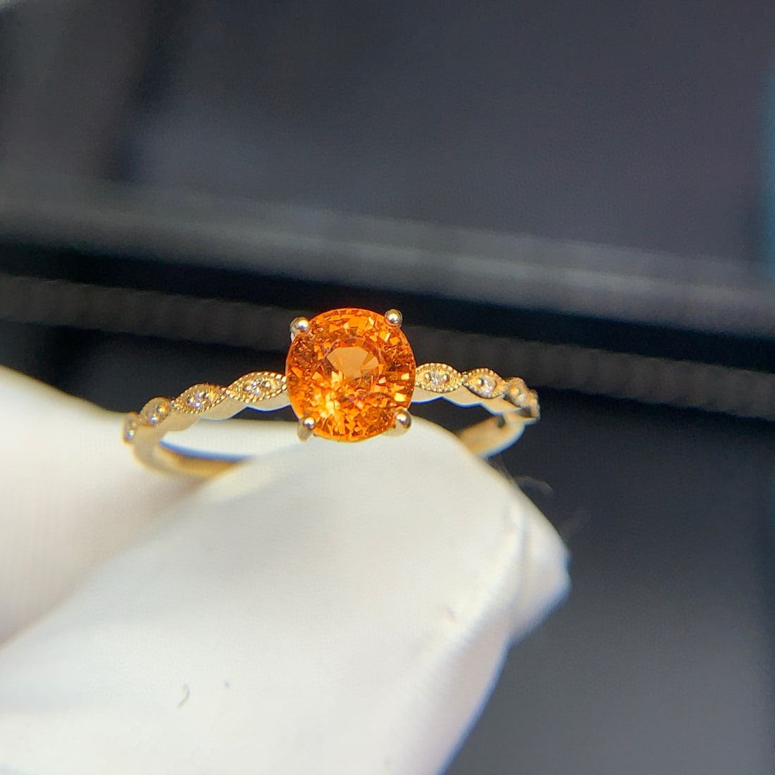14k Gold 1.2 Ct Natural Spessartine & Diamond Ring - 7