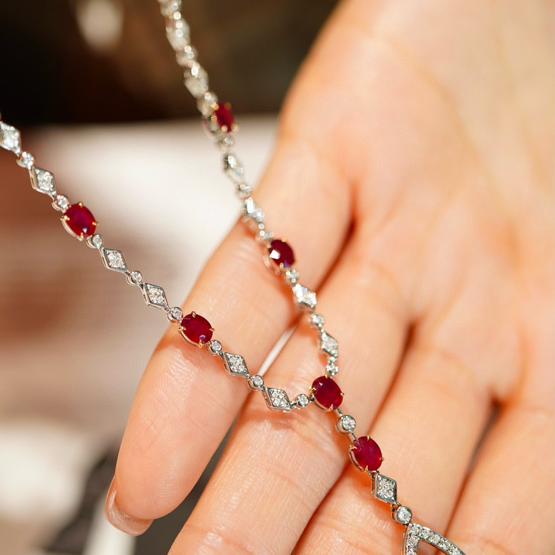 14k Gold 3.23 Ctw Natural Ruby & Ruby Necklace - 5