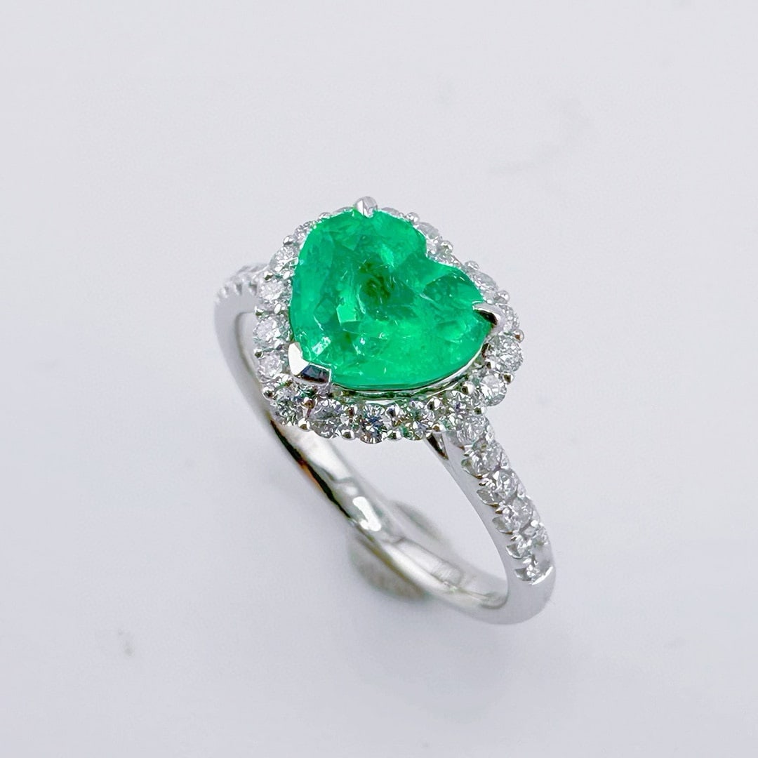 14k Gold 1.91 Ctw Natural Emerald & Diamond Ring - 2