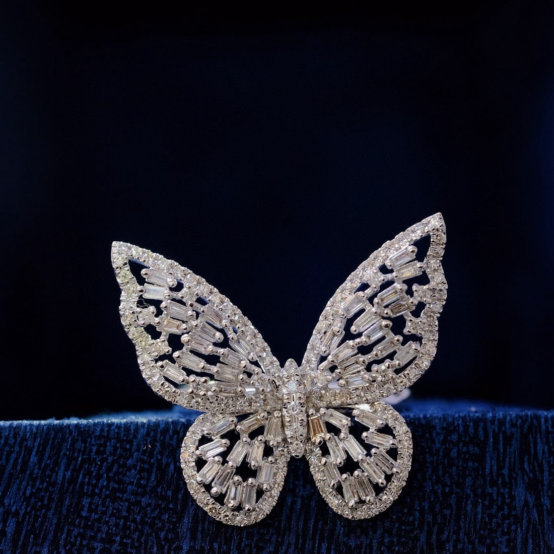 14k Gold 1.2 Ct Natural H Diamond & Butterfly Ring - 4