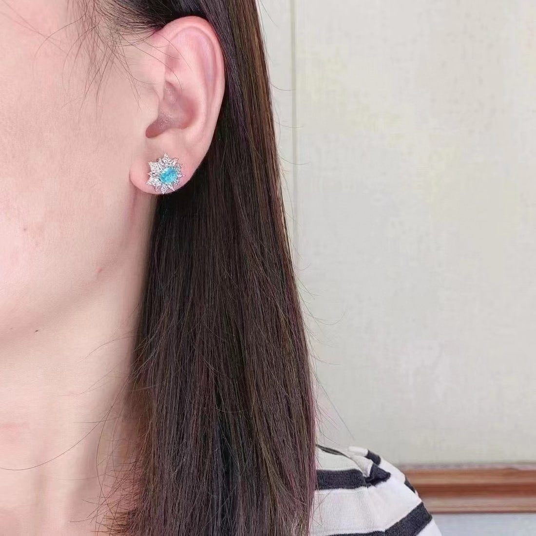 14k Gold 2.0 Ctw Natural Paraiba Tourmaline & Diamond Earrings - 6
