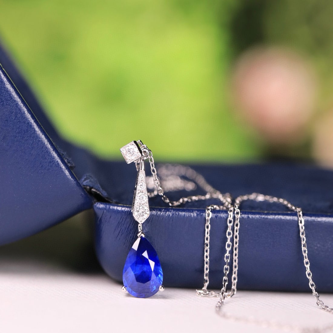 14k Gold 1.80 Ct Natural Sapphire & Diamond Necklace - 6