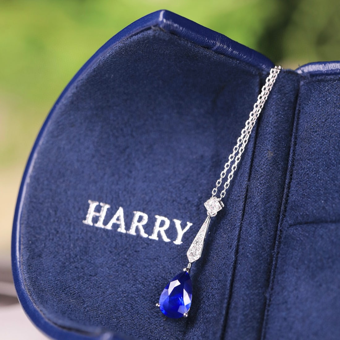 14k Gold 1.80 Ct Natural Sapphire & Diamond Necklace - 7