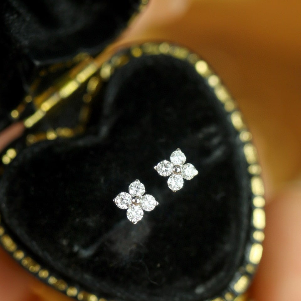 14k Gold 0.40 Ct Natural H Diamond Earrings - 3