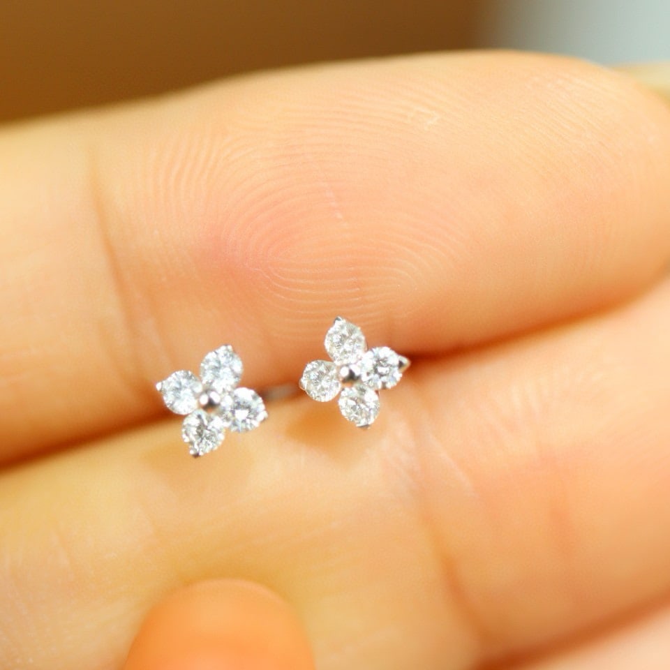 14k Gold 0.40 Ct Natural H Diamond Earrings - 5