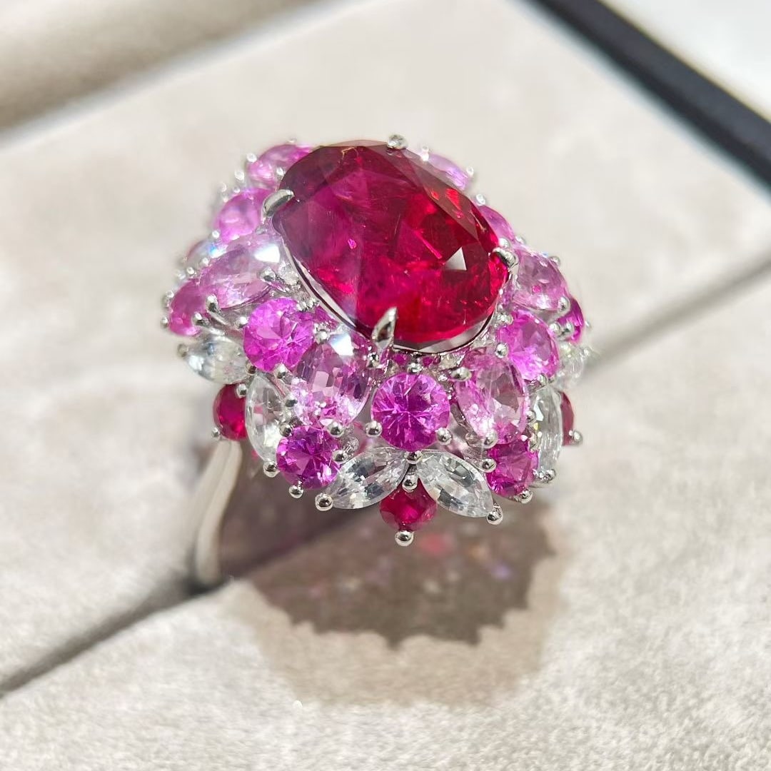 14k Gold 8.47 Ctw Natural Tourmaline & Sapphire Ring - 2