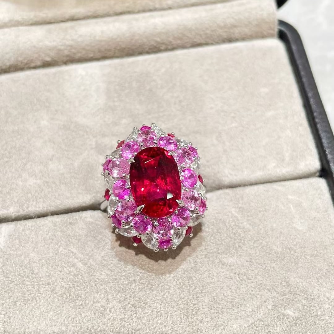 14k Gold 8.47 Ctw Natural Tourmaline & Sapphire Ring - 3