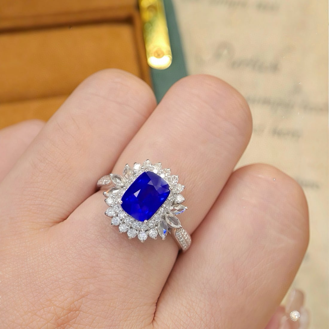 14k Gold 2.56 Ctw Natural Sapphire & Diamond Ring - 5