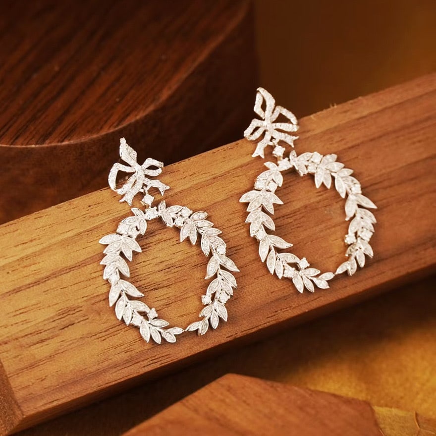 14k Gold 1.1 Ct Natural H Diamond Earrings - 4