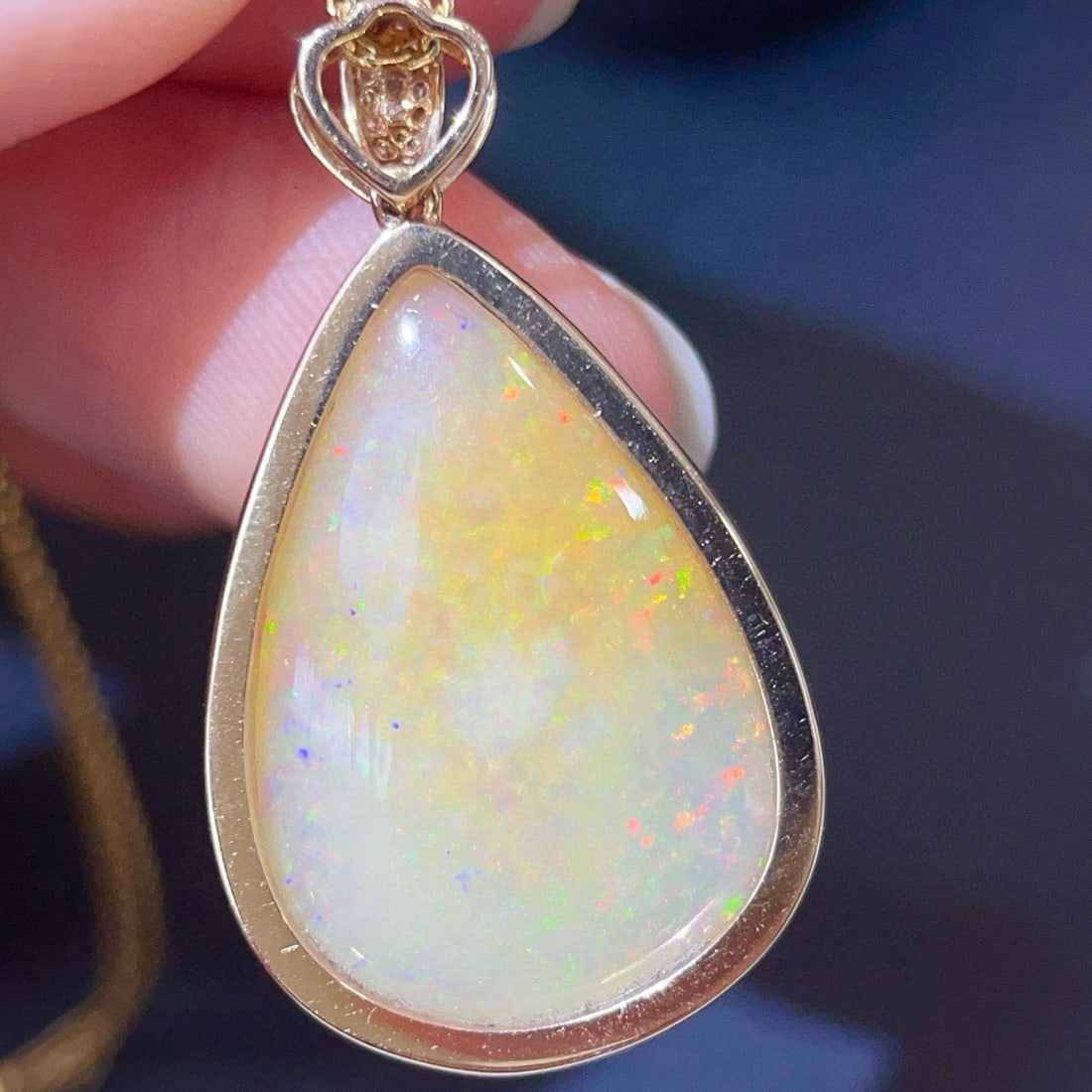 14k Gold 12.12 Ctw Natural Opal & Diamond Pendant( Without Chain ) - 5