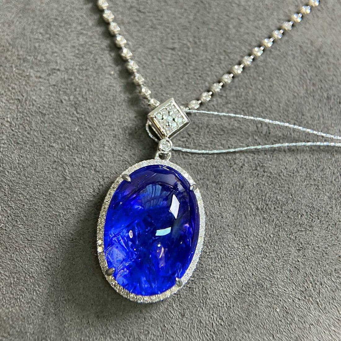 14k Gold 17.47 Ctw Natural Tanzanite & Diamond Pendant( Without Chain ) - 2