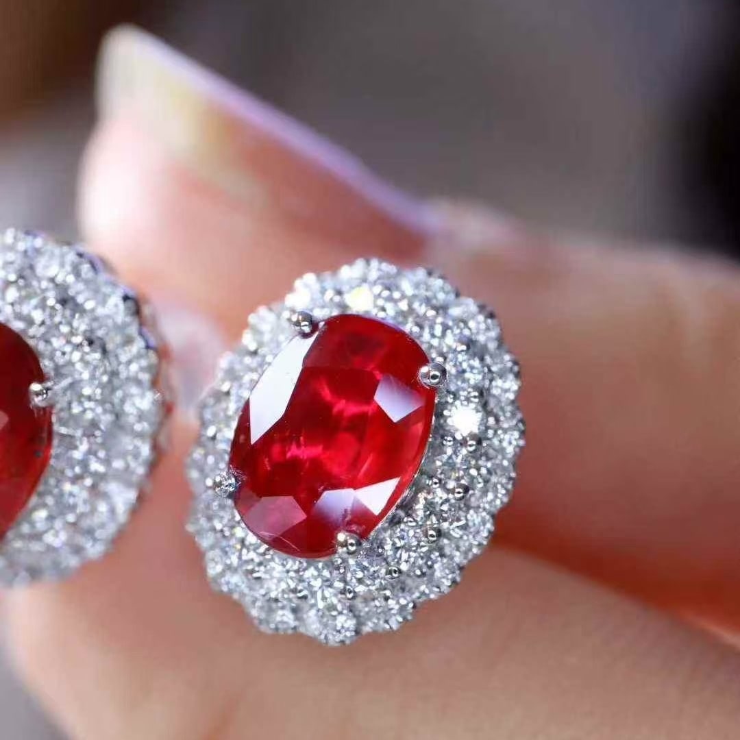 14k Gold 2.58 Ctw Natural Ruby & Diamond Earrings - 5