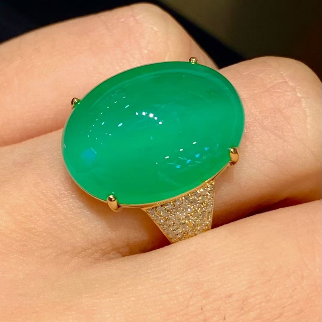 14k Gold 14.5 Ct Natural Emerald & Diamond Ring - 5