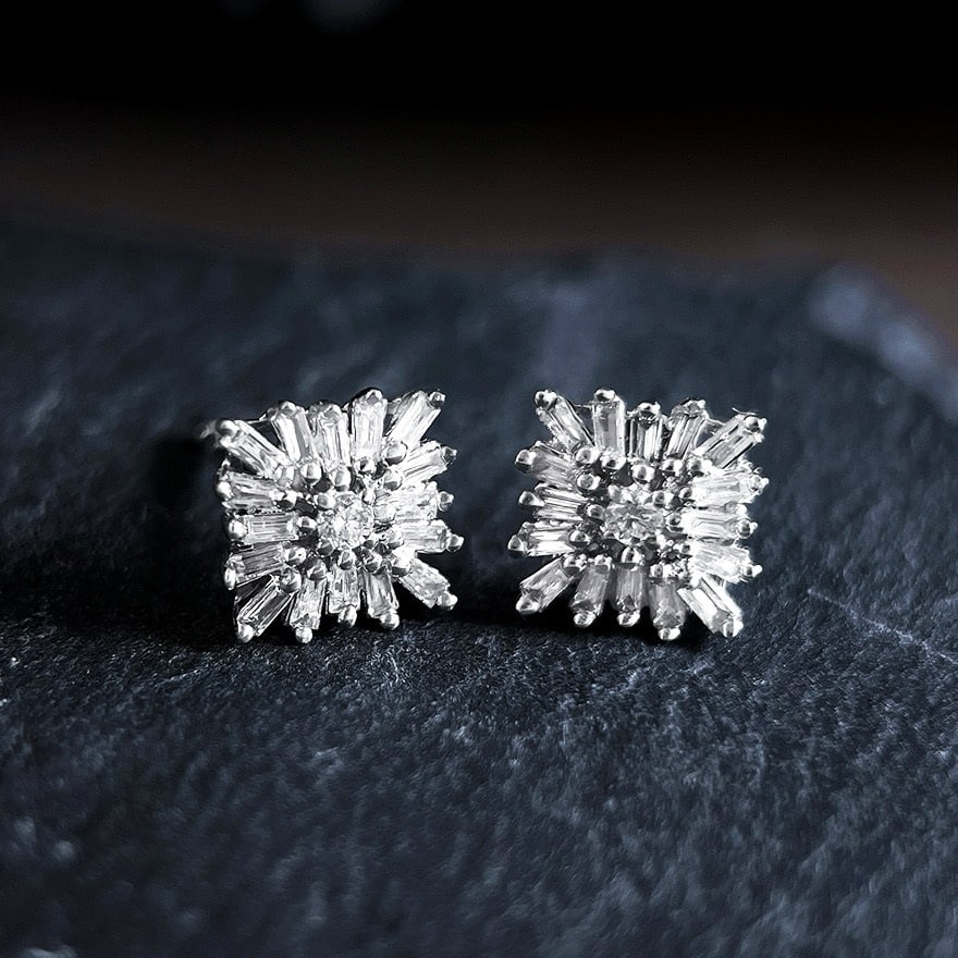14k Gold 0.38 Ct Natural H Diamond Earrings - 3