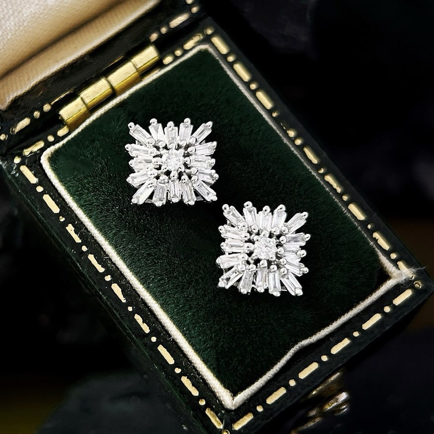 14k Gold 0.38 Ct Natural H Diamond Earrings - 5