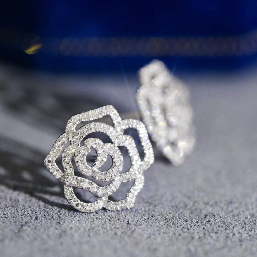 14k Gold 0.22 Ct Natural H Diamond Earrings - 5