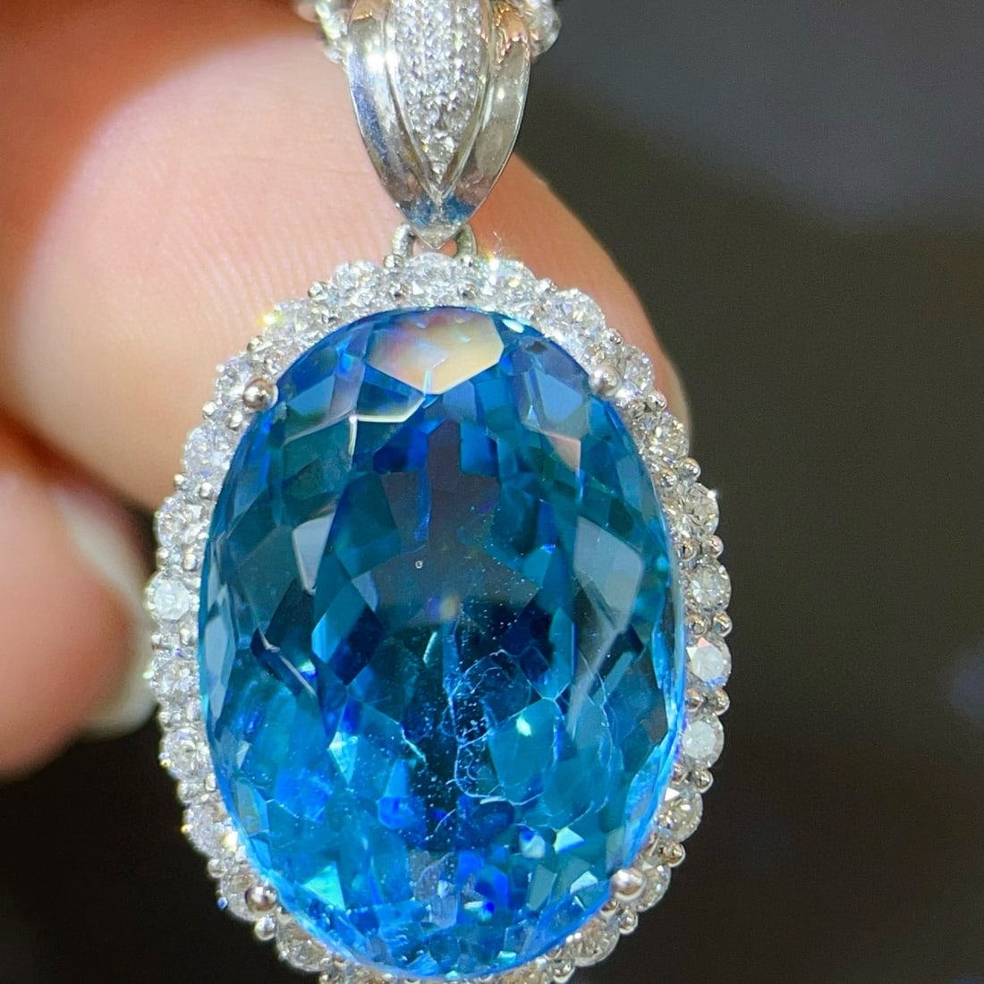 14k Gold 18.24 Ctw Natural Topaz & Diamond Pendant( Without Chain ) - 3