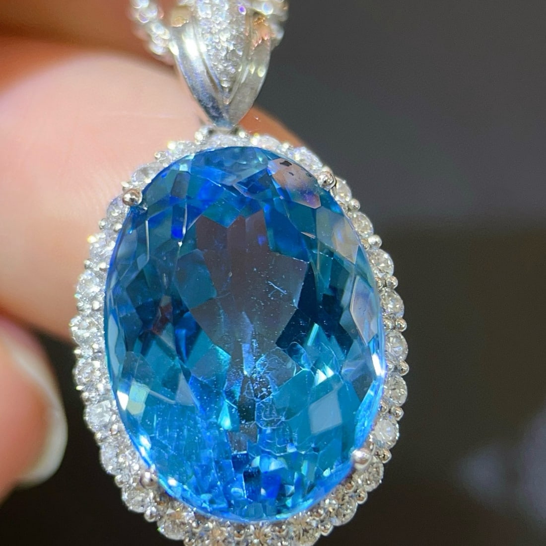 14k Gold 18.24 Ctw Natural Topaz & Diamond Pendant( Without Chain ) - 5