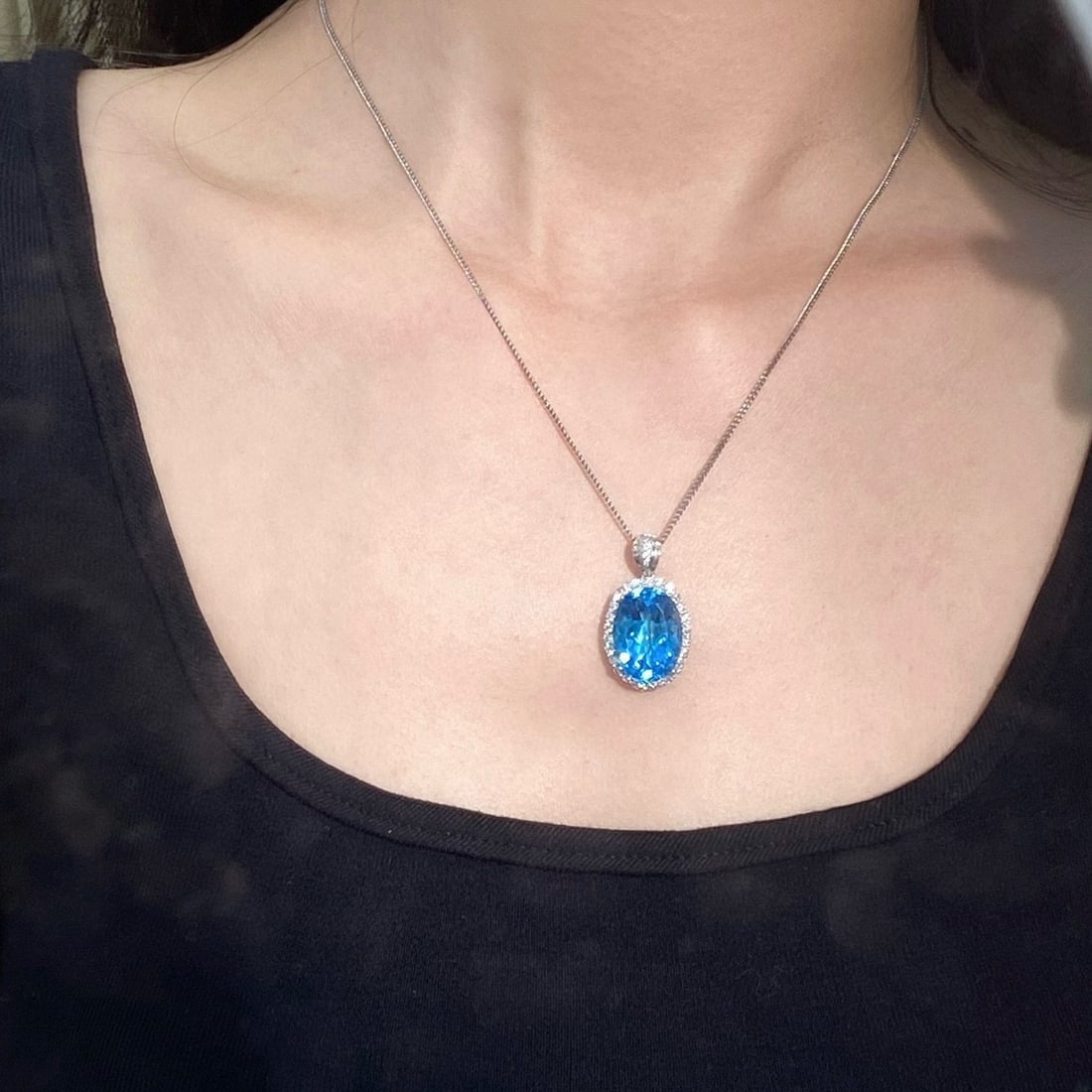 14k Gold 18.24 Ctw Natural Topaz & Diamond Pendant( Without Chain ) - 6