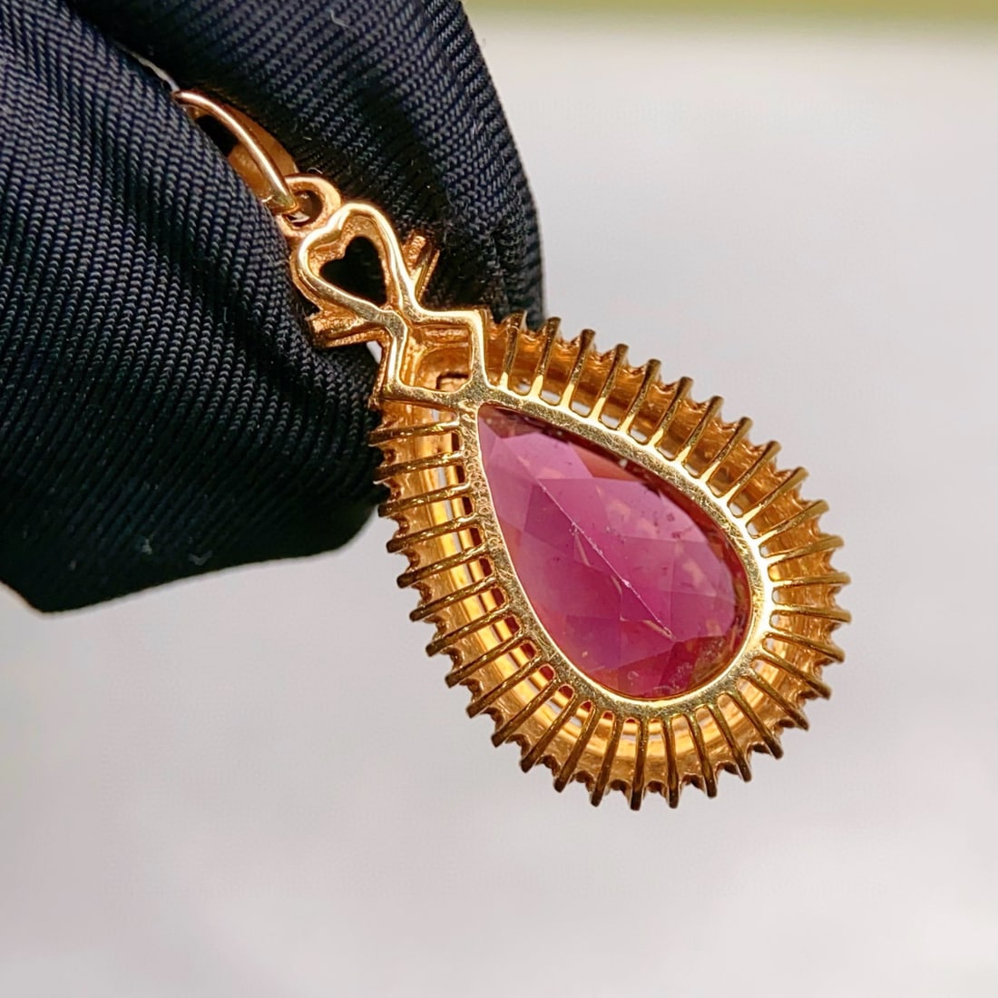 14k Gold 3.87 Ctw Natural Tourmaline & Diamond Pendant( Without Chain ) - 5