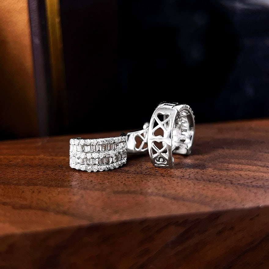 14k Gold 0.76 Ct Natural H Diamond Earrings - 2